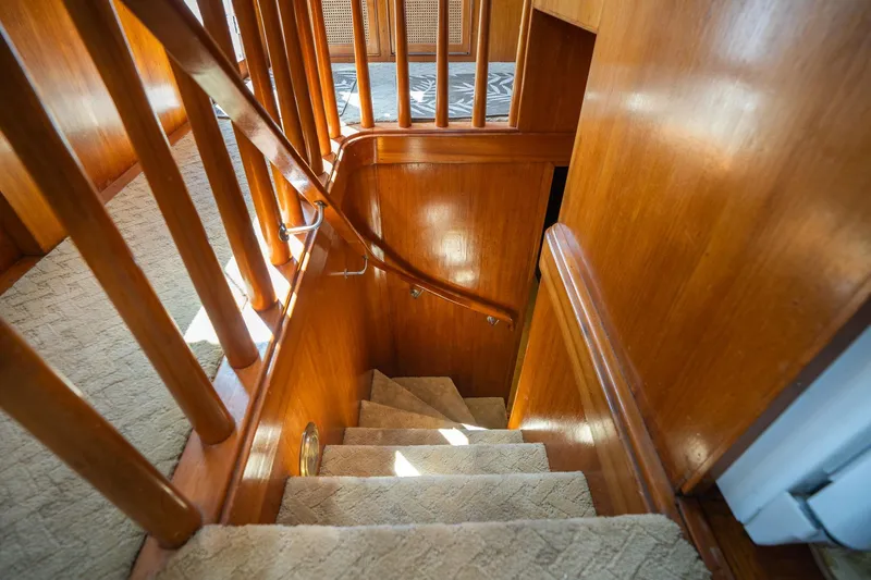 Slide: The Image of Staircase inside 1976 Grand Banks 52 Europa yacht. - 15