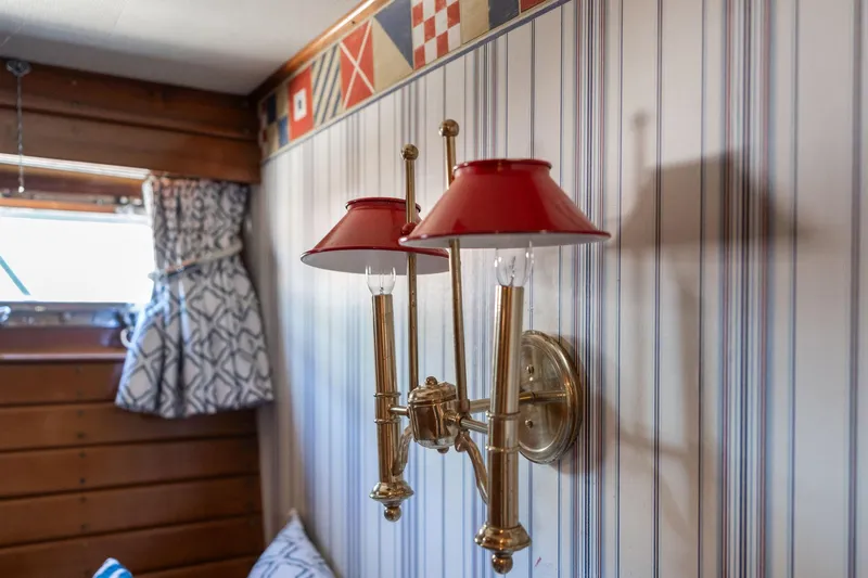 Slide: The Image of 1976 Grand Banks 52 Europa interior with wall-mounted lamp. - 22