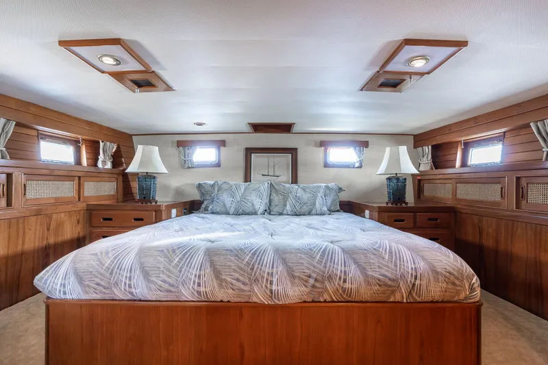 Slide: The Image of Luxurious bedroom on Grand Banks 52 Europa yacht, built in 1976. - 31