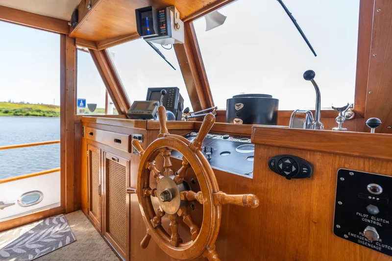 Slide: The Image of Helm of the 1976 Grand Banks 52 Europa yacht. - 35