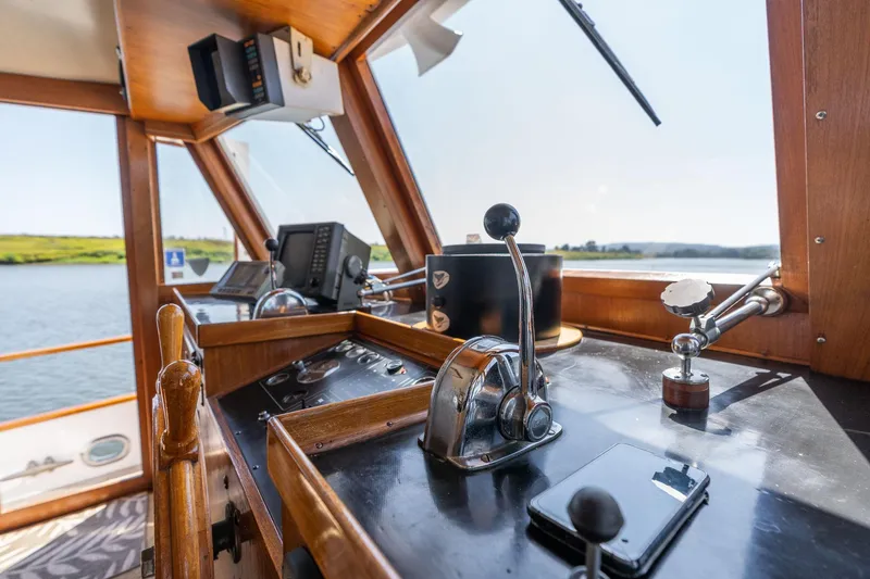 Slide: The Image of Helm of the 1976 Grand Banks 52 Europa yacht. - 36