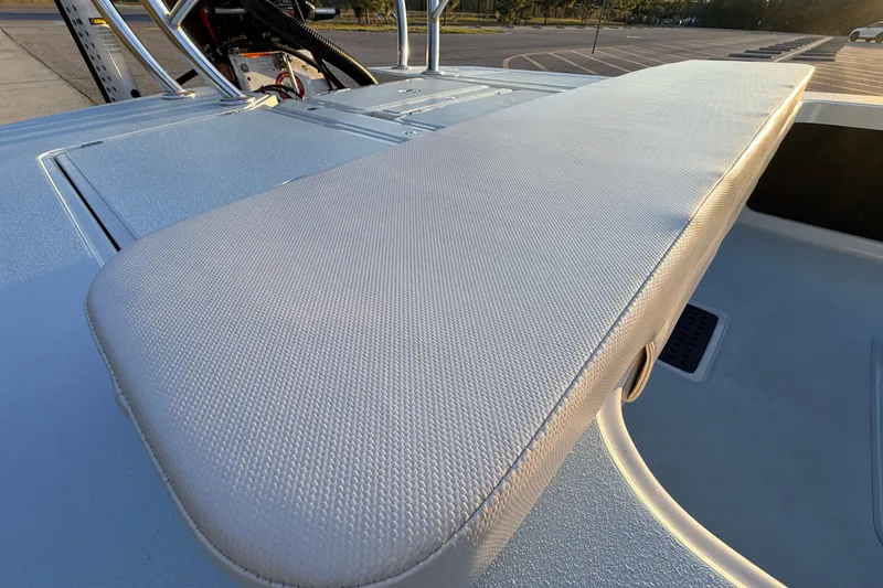 Slide: The Image of 2025 Chittum Skiffs Islamorada 21 boat seat detail in sunlight. - 59