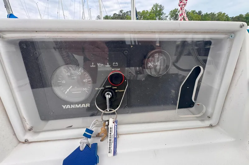 Slide: The Image of Control panel of a 2007 Hunter 27 sailboat with Yanmar engine gauges. - 9