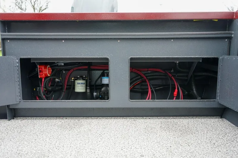 Slide: The Image of 2026 Alumaweld Intruder Outboard 22 boat wiring and components detail view. - 8