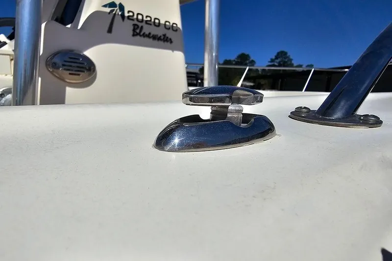 Slide: The Image of Close-up of a 2008 Key West 2020 Center Console boat cleat. - 23