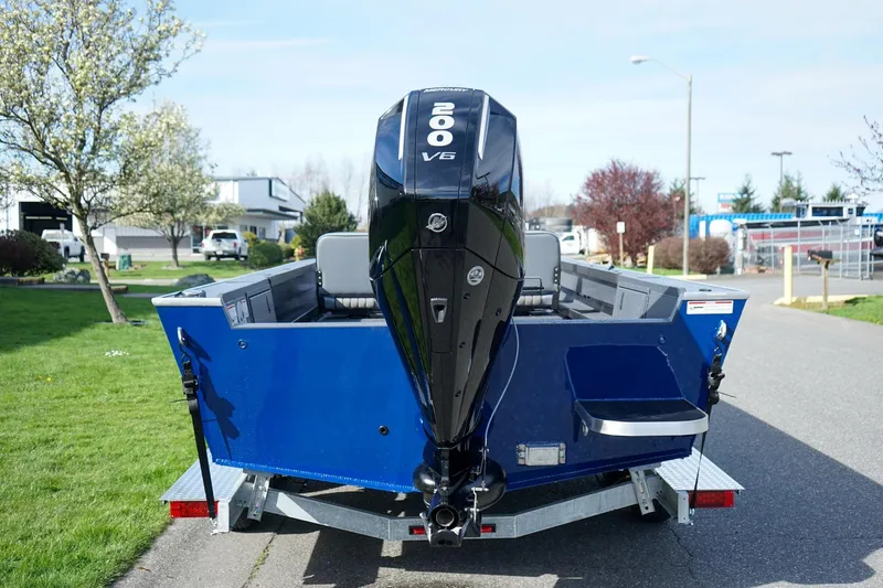 Slide: The Image of 2026 Alumaweld Super Vee Pro 21 boat with 200 V6 engine on trailer. - 5
