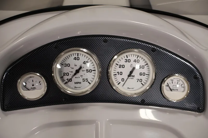 Slide: The Image of Dashboard of 2020 Bentley Pontoons 180 CRUISE with speedometer, fuel, and volt gauges. - 19