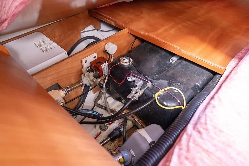 Slide: The Image of Interior of 2008 Beneteau Oceanis Clipper 343, showing technical components. - 43