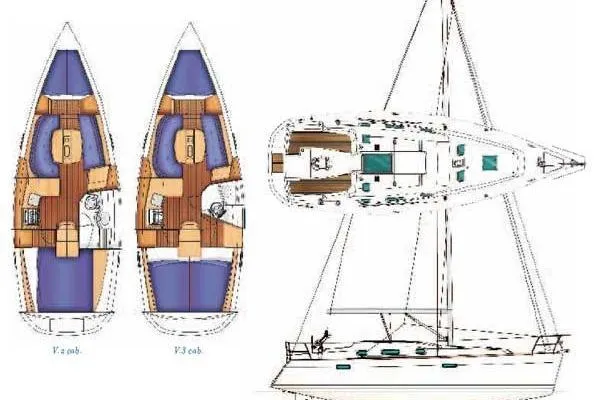 Slide: The Image of Layout of Beneteau Oceanis Clipper 343 sailboat, year 2008. - 45