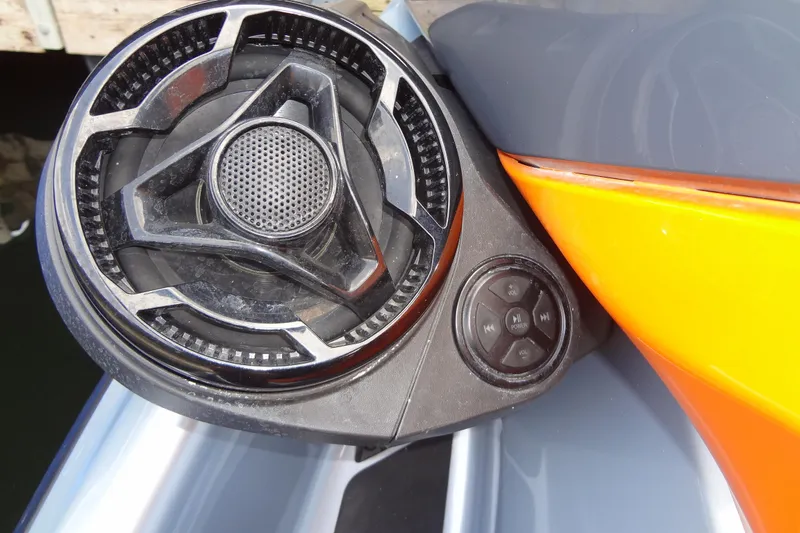 Slide: The Image of Close-up of 2021 Seadoo GTI 170 SE speaker and control panel. - 11