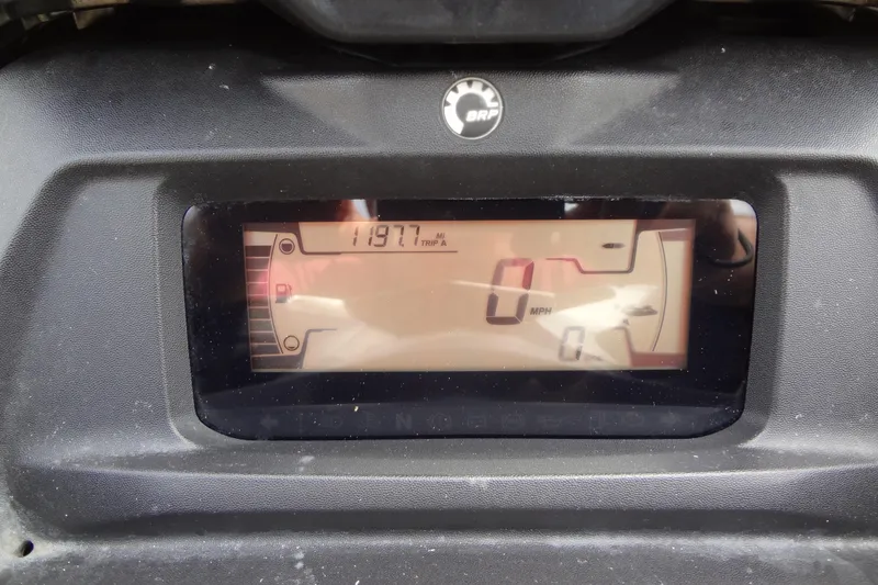 Slide: The Image of Dashboard display of a 2021 Seadoo GTI 170 SE showing 119.7 trip miles. - 19