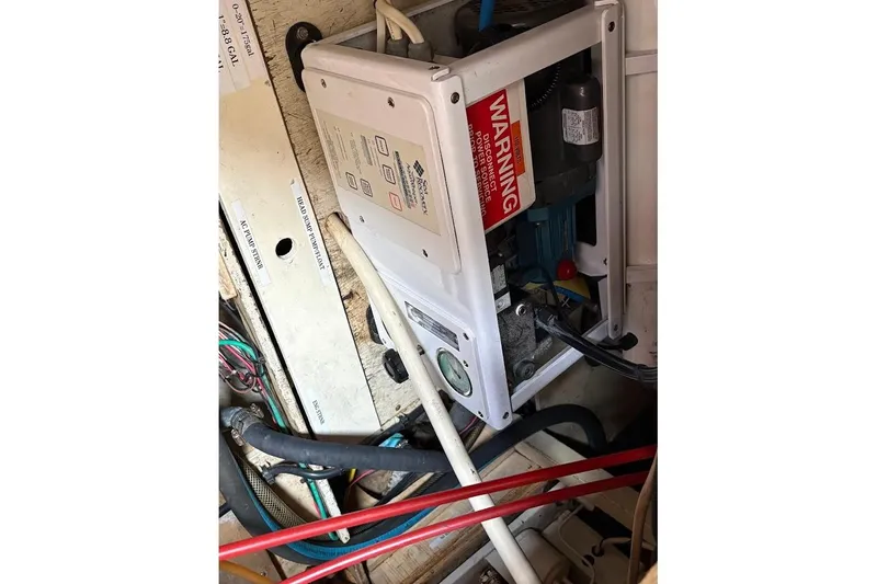 Slide: The Image of Electrical panel and wiring inside a 1987 Albin 36 Trawler boat. - 22
