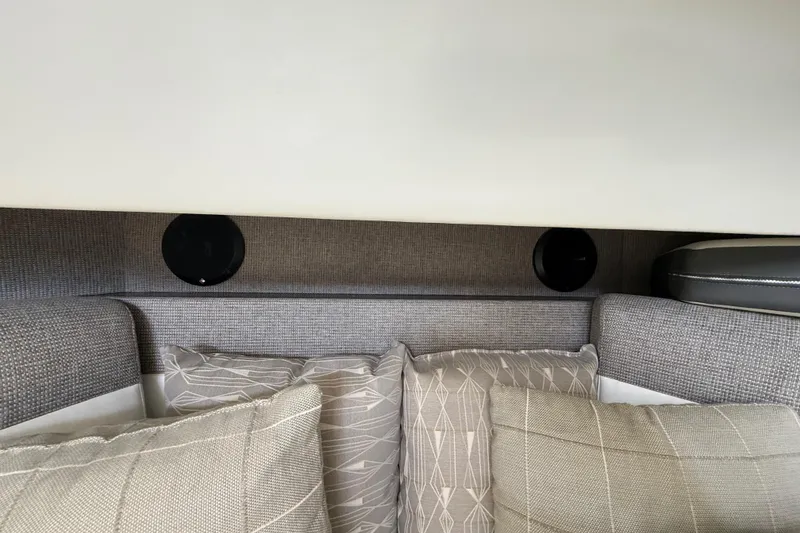 Slide: The Image of Interior cabin of 2021 Cruisers Yachts 38 GLS OB with stylish cushions and speakers. - 62