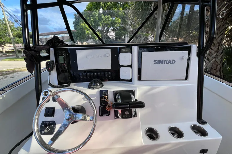 Slide: The Image of Console of a 1993 Cape Horn 27 boat with Simrad navigation system. - 7