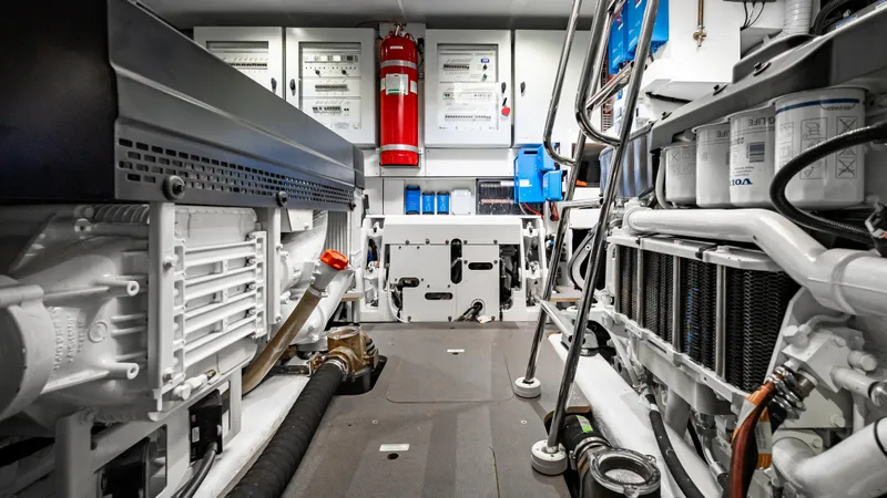 Slide: The Image of Engine room of 2025 Absolute Navetta 64 yacht, showcasing advanced machinery and equipment. - 51