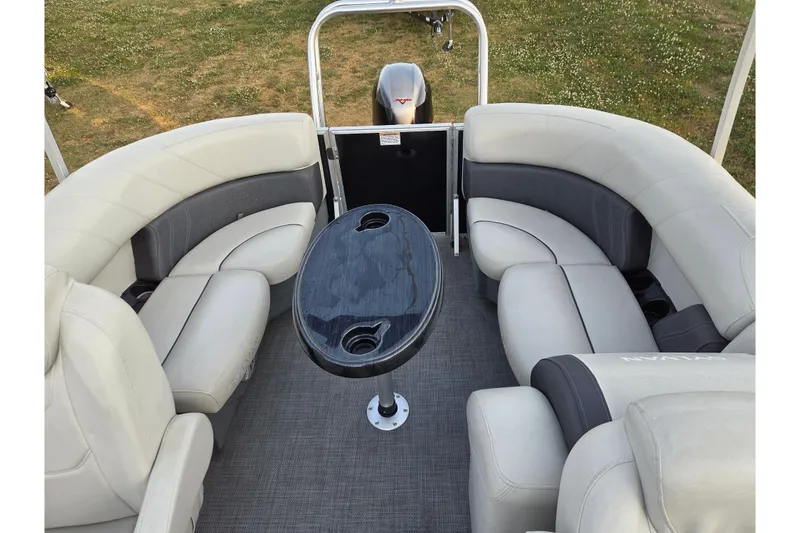 Slide: The Image of Luxurious seating area on 2022 Sylvan Mirage 820 Cruise pontoon boat. - 14