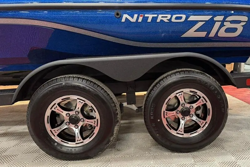 Slide: The Image of 2026 Nitro Z18 Pro boat trailer with dual wheels and sleek design. - 12