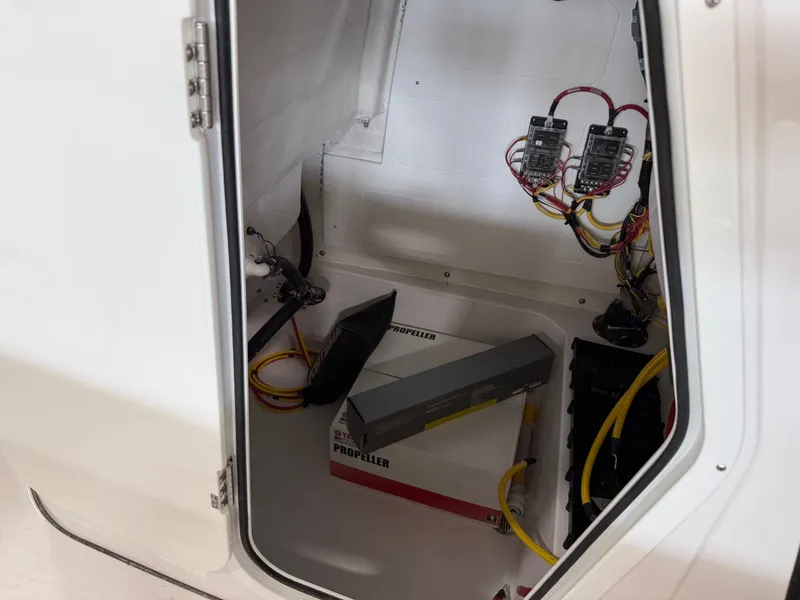 Slide: The Image of Interior of 2026 Sportsman Masters 227 Bay Boat with wiring. - 13