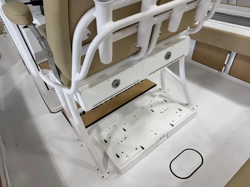 Slide: The Image of Sportsman Masters 227 Bay Boat 2026 seating area with storage. - 3