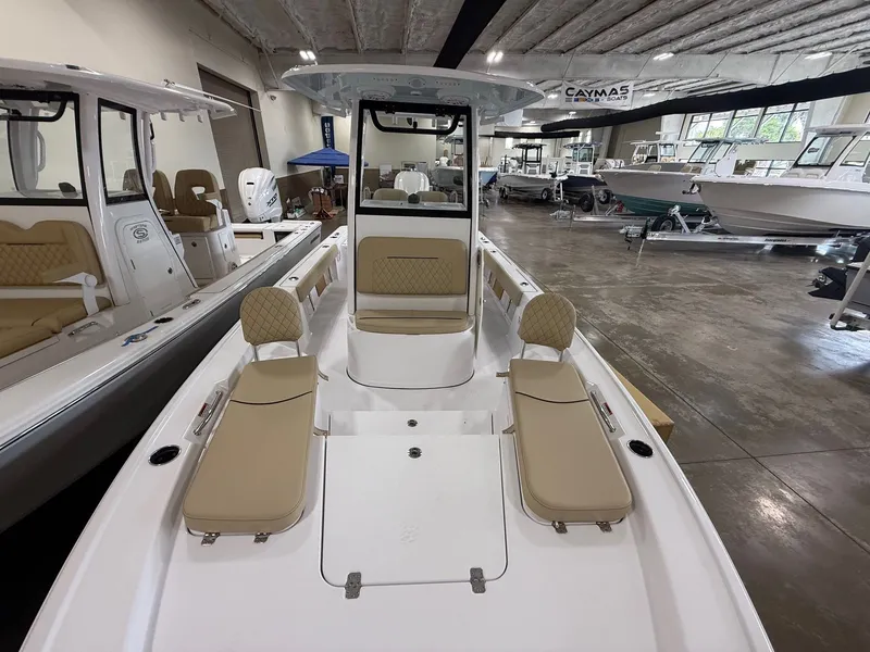 Slide: The Image of 2026 Sportsman Masters 227 Bay Boat in showroom. - 8