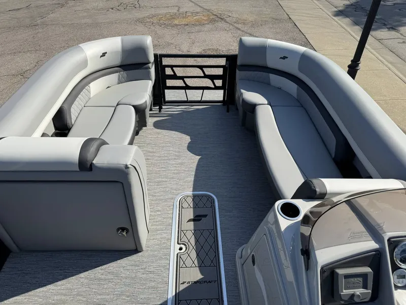 Slide: The Image of Interior of Starcraft EXS 5 R DH pontoon boat, 2026 model. - 3
