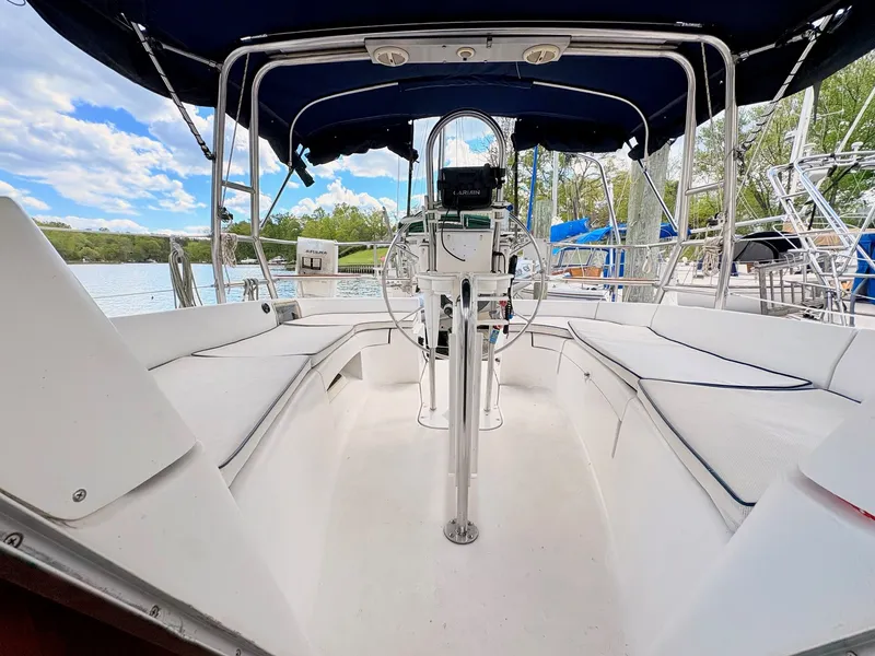 Slide: The Image of Interior view of a 2003 Hunter 356 sailboat. - 13