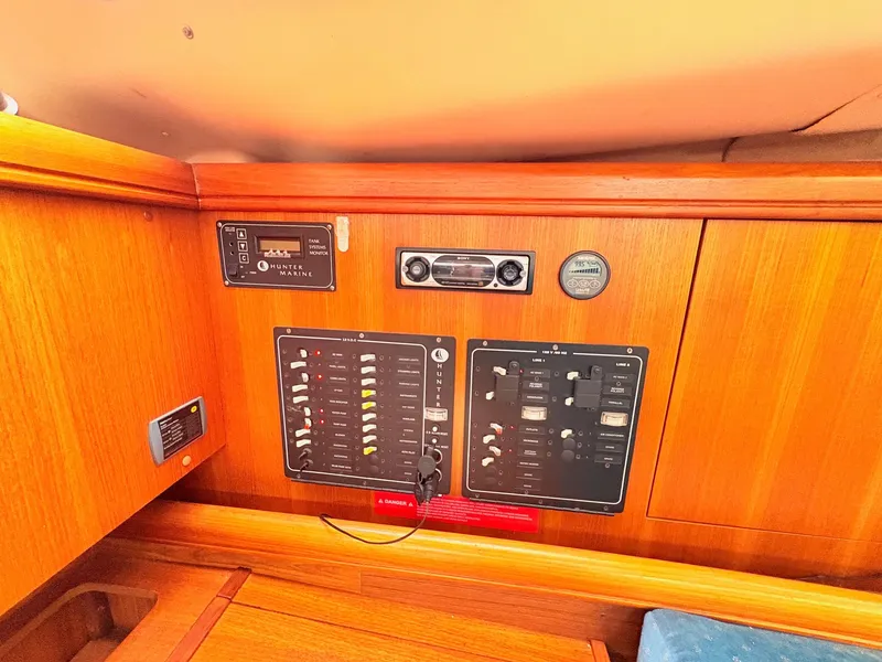 Slide: The Image of Control panel of a 2003 Hunter 356 yacht. - 26