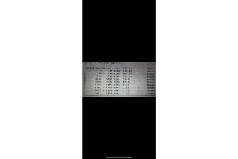 Slide: The Image of Engine run time history for 2003 Crownline 270 BR, displaying RPM hours breakdown. - 14