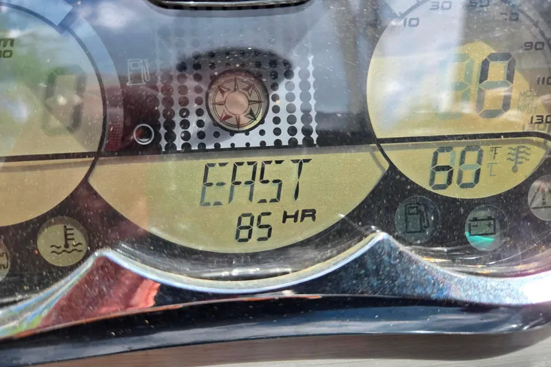 Slide: The Image of Dashboard of 2011 Sea-Doo 180 Challenger SE showing 85 engine hours and 68°F temperature. - 17