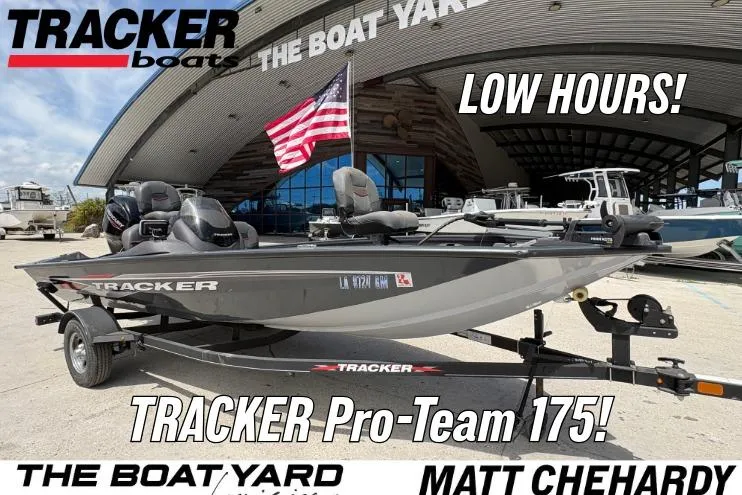 The Image of 2022 Tracker Pro Team 175 boat at The Boat Yard, featuring low hours and sleek design. - 1