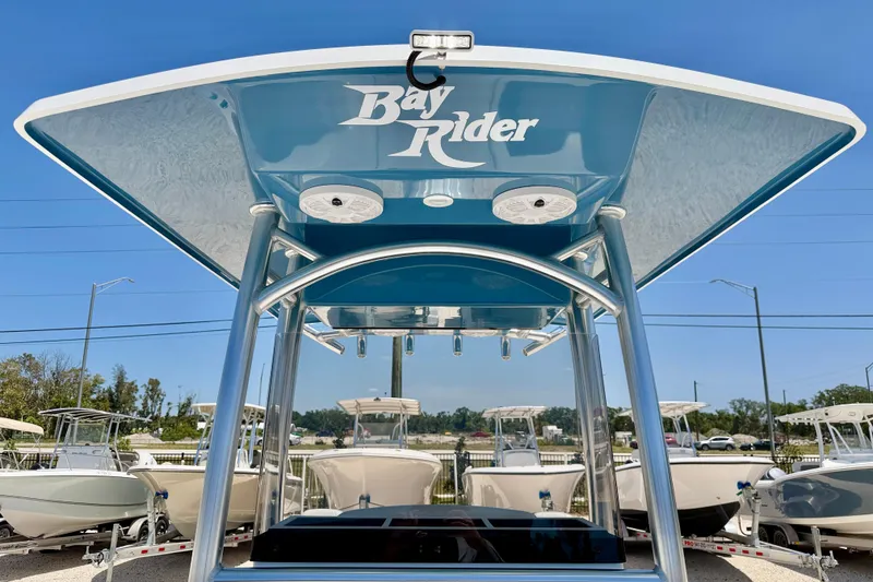 Slide: The Image of 2026 Bay Rider 21 Offshore boat with sleek design and sturdy T-top structure. - 38