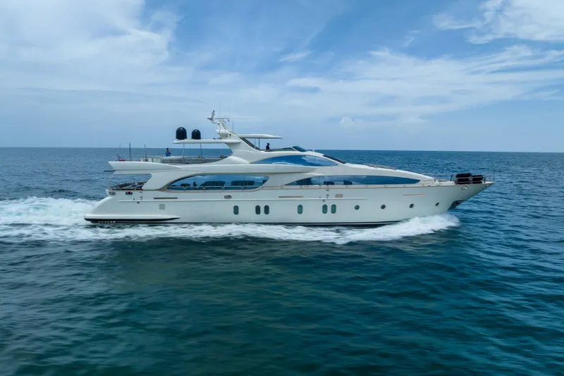 Slide: The Image of Luxurious 2012 Azimut yacht cruising on open sea under clear blue sky. - 22