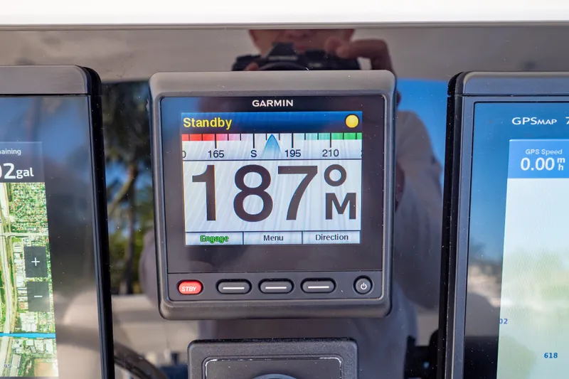 Slide: The Image of Garmin navigation display on 2016 Intrepid 400 Cuddy showing 187° heading. - 20