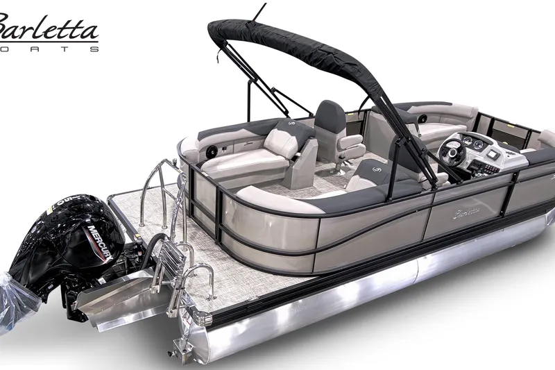 Slide: The Image of 2026 Barletta Sanza S22QC pontoon boat with sleek design and modern features. - 5