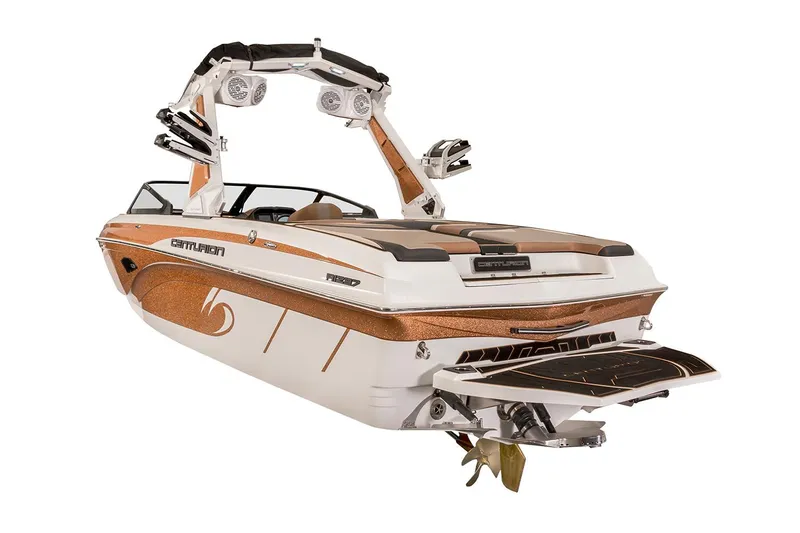 Slide: The Image of 2020 Centurion Ri237 boat on trailer, parked outside a building. - 3