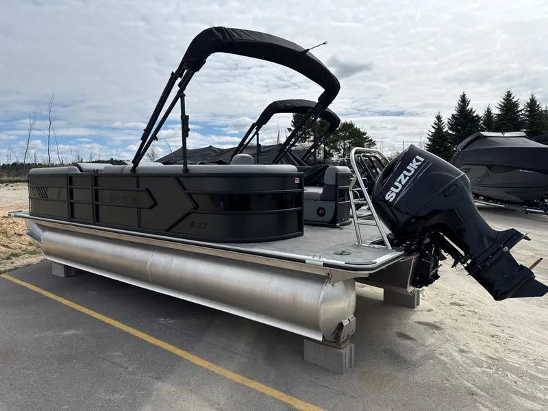 Slide: The Image of 2026 Bentley Pontoons 223 Bolt with Suzuki engine, side view. - 4