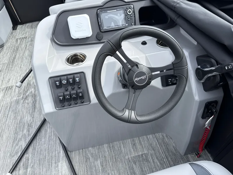 Slide: The Image of Steering console of the 2026 Bentley Pontoons 223 Bolt. - 8