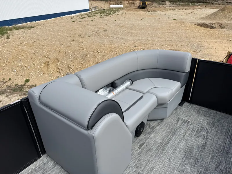 Slide: The Image of 2026 Bentley Pontoons 223 Bolt with gray leather seating. - 9