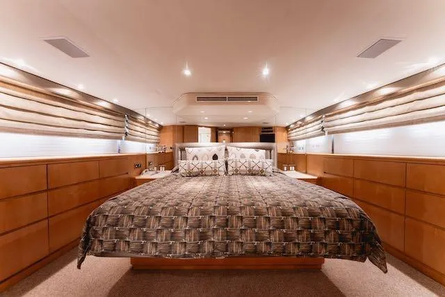 Slide: The Image of Luxurious kitchen interior of 1999 Hatteras 74 Sport Deck Motor Yacht with granite countertops. - 23