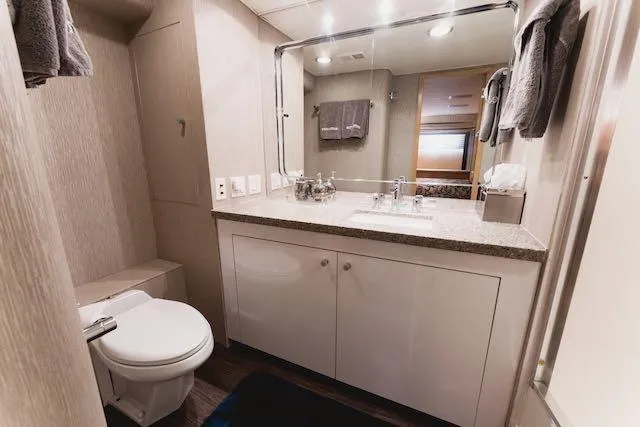 Slide: The Image of Interior helm of 1999 Hatteras 74 Sport Deck Motor Yacht with modern navigation equipment. - 36