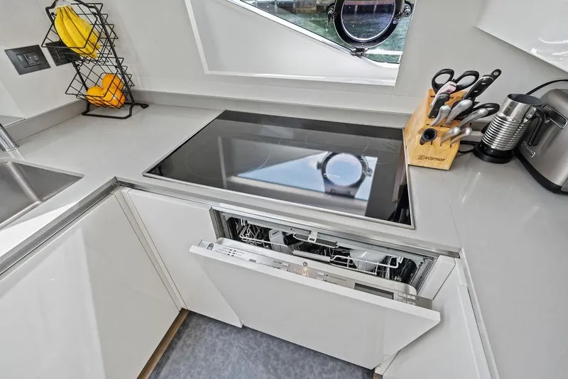 Slide: The Image of Modern kitchen in 2018 Ferretti Yachts 850 Motoryacht with sleek appliances and countertop. - 54