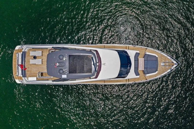 Slide: The Image of Overhead view of 2018 Ferretti Yachts 850 Motoryacht on water. - 6