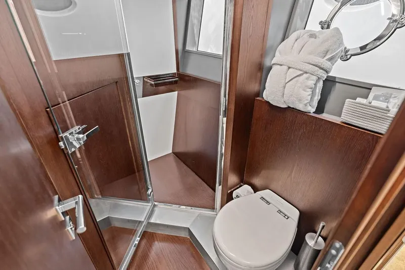 Slide: The Image of Luxurious bathroom in 2018 Ferretti Yachts 850 Motoryacht with modern amenities. - 72