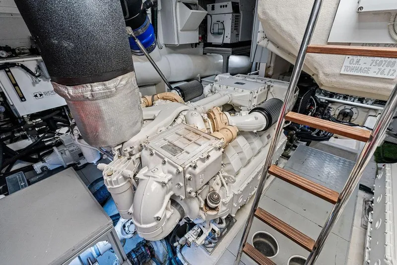 Slide: The Image of Engine room of 2018 Ferretti Yachts 850 Motoryacht, showcasing powerful machinery and equipment. - 81