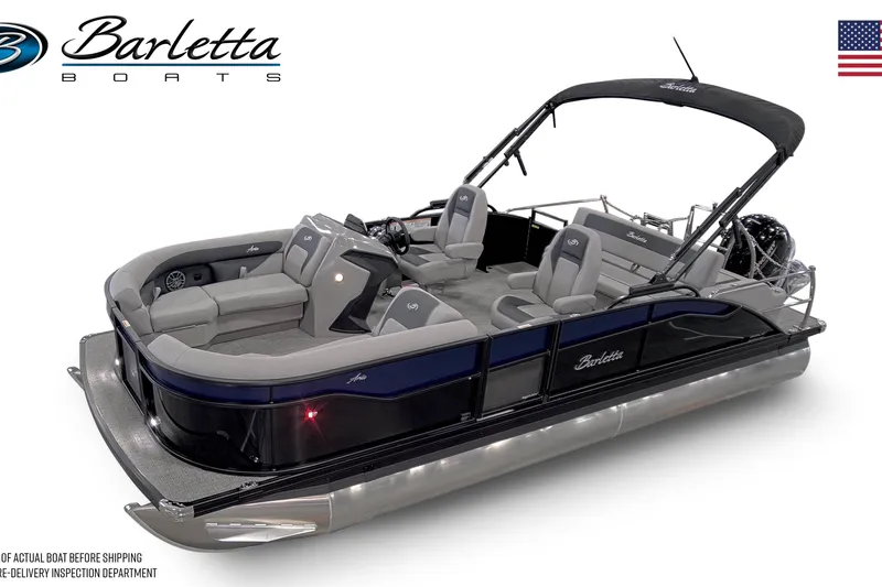 Slide: The Image of 2026 Barletta ARIA 22UC pontoon boat with sleek design and comfortable seating. - 7