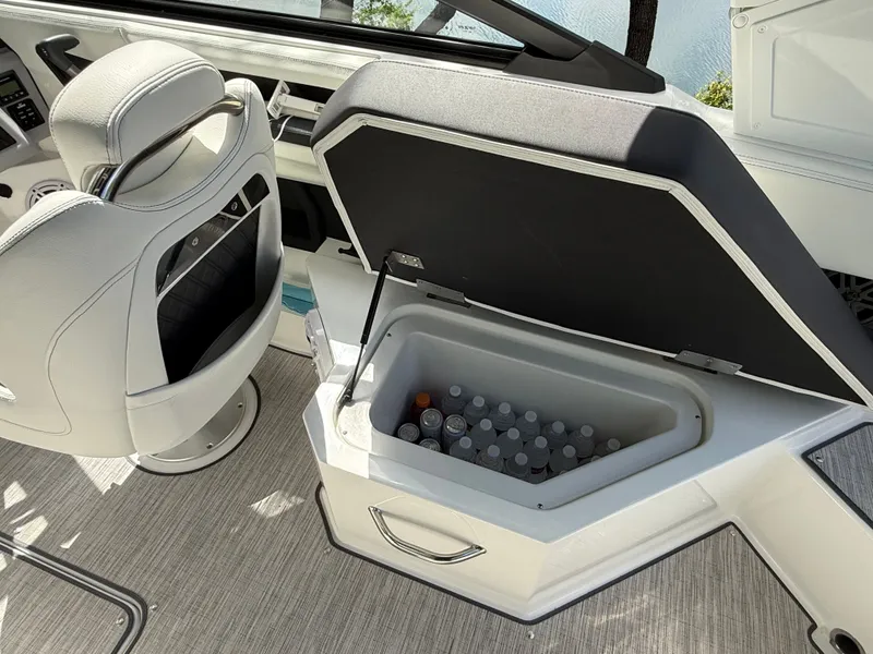 Slide: The Image of Cooler in Cobalt R4 boat, filled with beverages. - 14