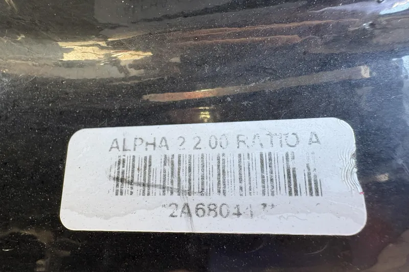 Slide: The Image of Label on 2007 Bayliner 175 Bowrider showing "ALPHA 2 2.00 RATIO A" with barcode. - 29