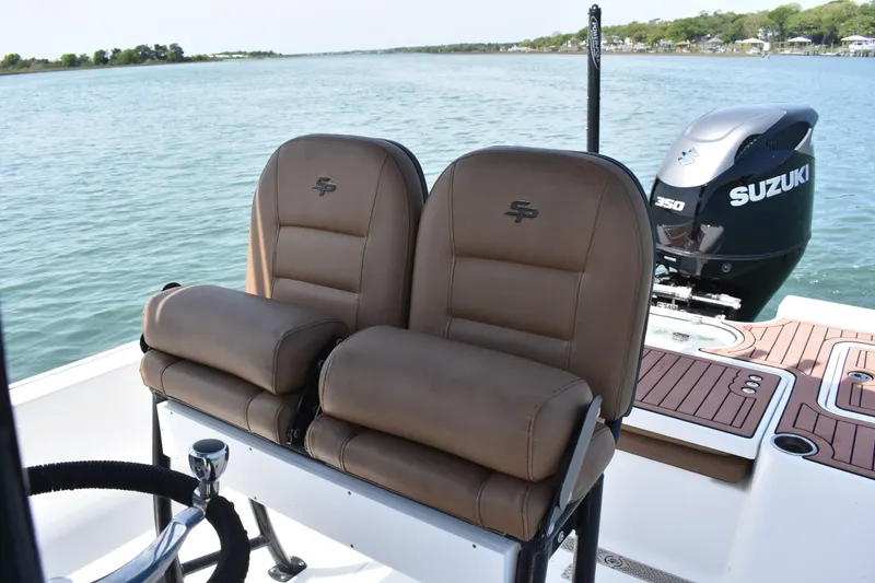 Slide: The Image of 2018 Sea Pro 248 Bay boat with Suzuki 350 engine, featuring comfortable seating. - 14