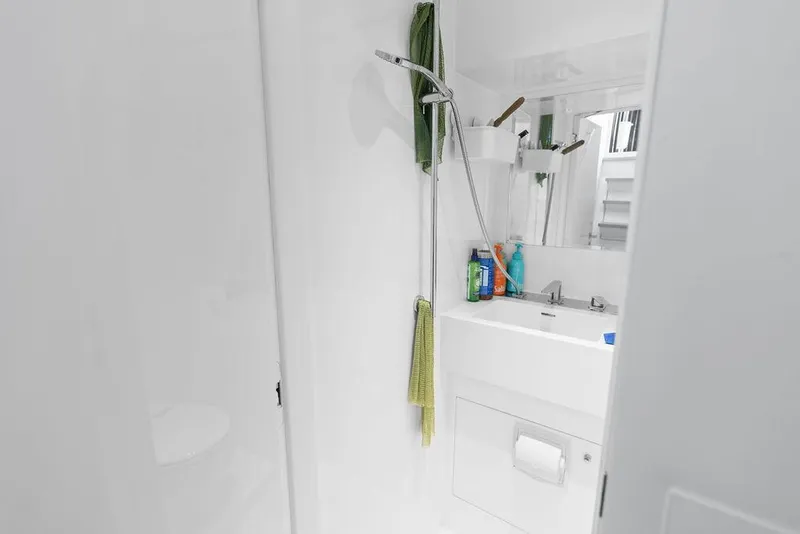 Slide: The Image of Modern bathroom interior on 2024 Sunreef 80 Power yacht, featuring sleek design and amenities. - 107