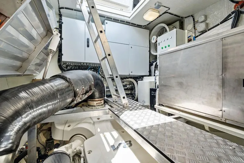Slide: The Image of Engine room of 2024 Sunreef 80 Power yacht, featuring modern equipment and sleek design. - 110